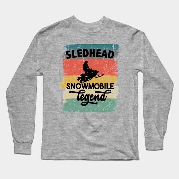 Sledhead Snowmobile Legend Long Sleeve T-Shirt by RKP'sTees